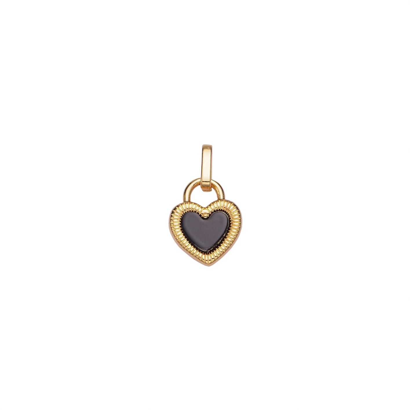 24K Gold Filled Double Sided Heart Lock Pendant/Charm