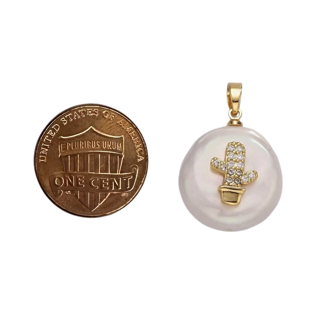 14K Gold Filled Cactus Pearl Pendant