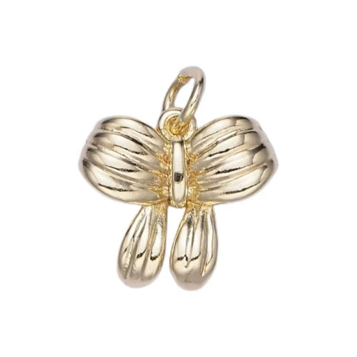 14K Gold Filled Ribbed Mini Bow Charm