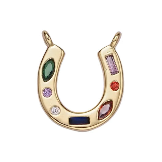 14K Gold Filled Multicolor Horseshoe Pendant/Charm