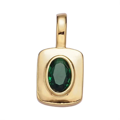 16K Gold Filled Green Oval Pendant